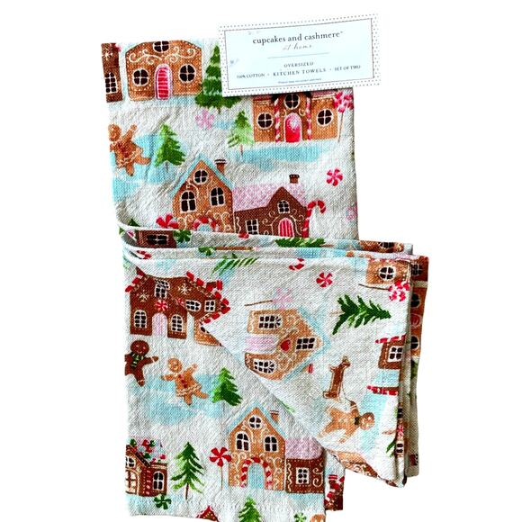 Set of 2 CUPCAKES & CASHMERE Oversized Gingerbread Kitchen Dish Towels NEW - Picture 10 of 10